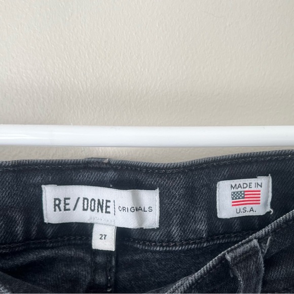 Re/Done Originals Faded Black High Rise Ankle Crop Jeans Size 27 - Picture 5 of 9